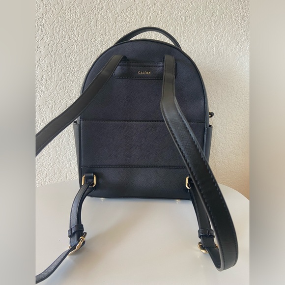 Calpak Faux Leather Kaya Backpack Handbag Purse Travel Bag - Black - Rounded - Picture 2 of 7